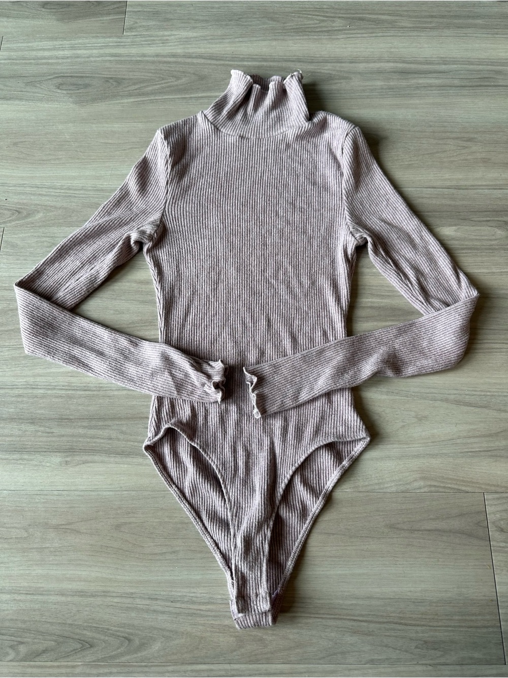 Free People Light Pink Turtle Neck Body Suit Shirt Size Small